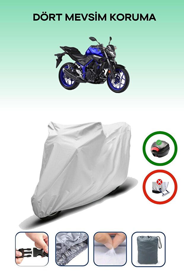 Gray Rear Bag Compatible Yamaha Mt-25 Compatible Motorcycle Tarpaulin Motor Cover