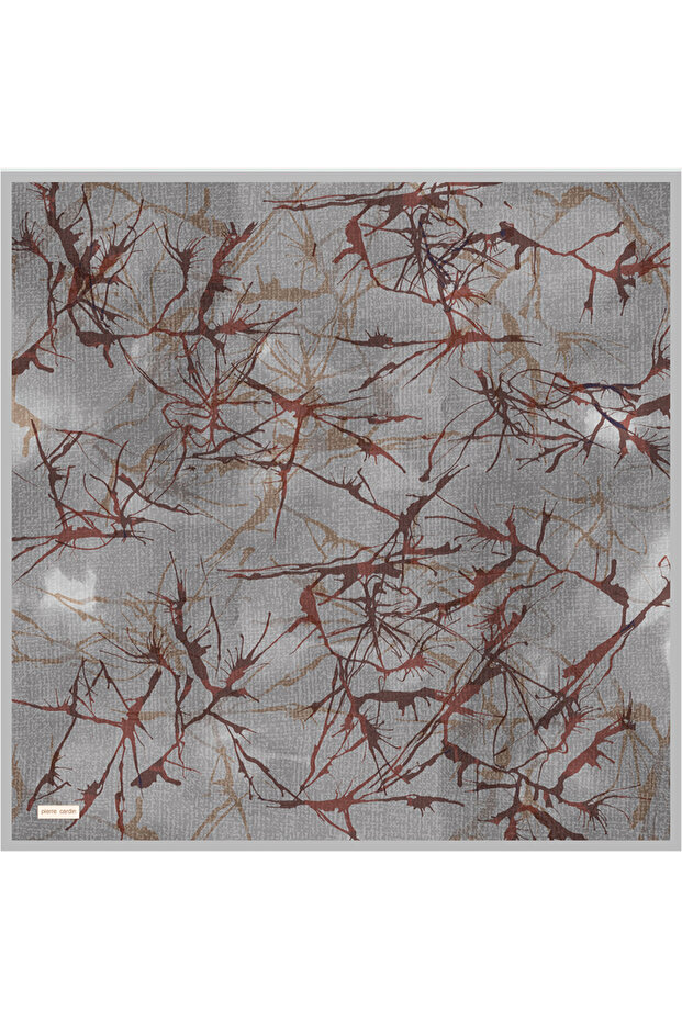 Gray 90X90 Silk Crepe Satin Scarf