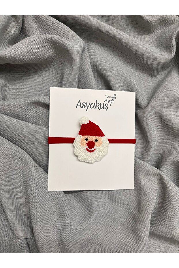 Handmade santa claus patterned punch needle embroidery baby girl kids crown