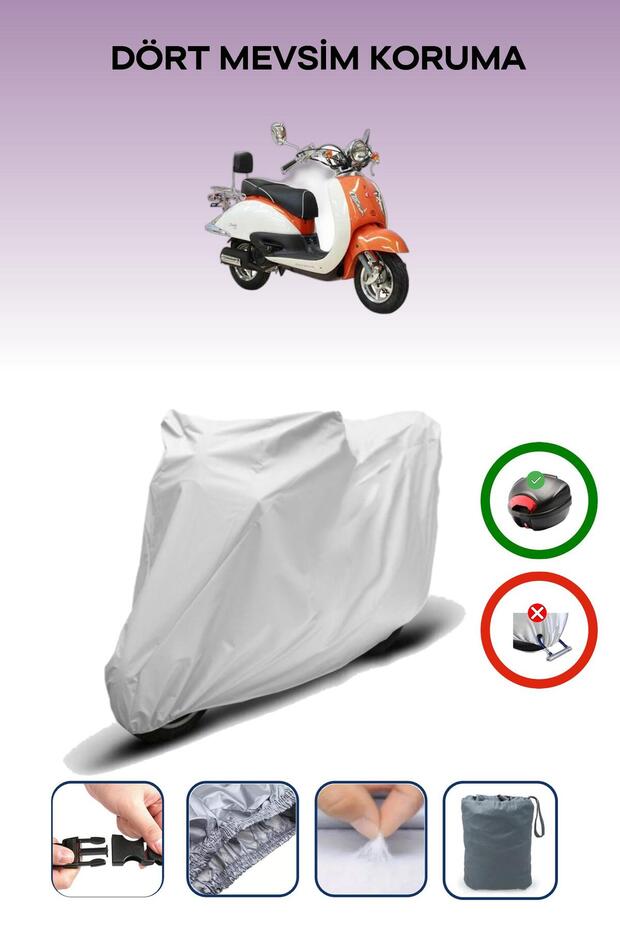 Gray Rear Bag Compatible Asia as 125 T-2G Compatible Motorcycle Tarpaulin Motor Cover
