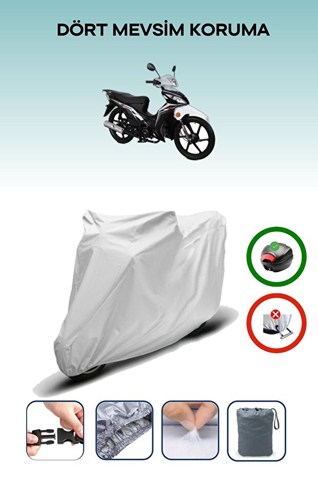 Gray Rear Bag Compatible Rks Rodos 100 Compatible Motorcycle Tarpaulin Motor Cover