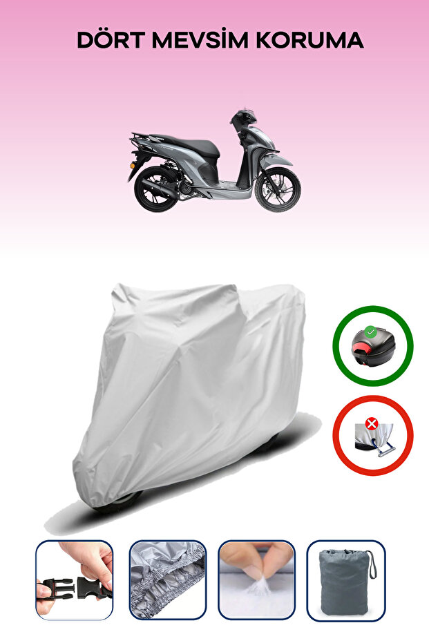 Gray Rear Bag Compatible Yuki Duty 125 Compatible Motorcycle Tarpaulin Motor Cover