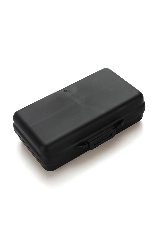 علبة تخزين USB سوداء اللون، قطعة واحدة، مزودة بأقسام وأغطية، مناسبة لتخزين اللوازم المكتبية ومستلزمات المحطات.