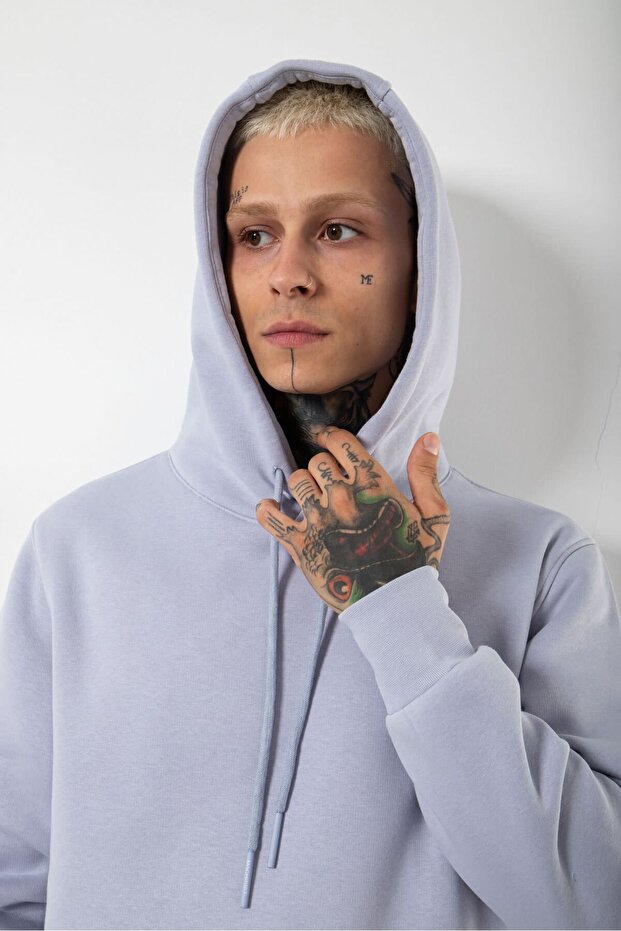 Men's Regular Basic Hoodie Light Lilac - 2