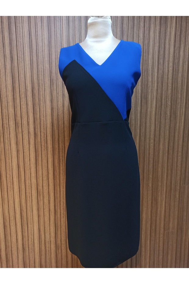 Bloklu Krep Elbise - 2