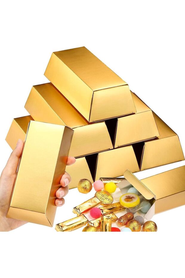 Other 10pcs 10pcs Gold Bars Gift Box Pirate Theme Golden Foil Treasure Brick Paper Boxes Chocolate C
