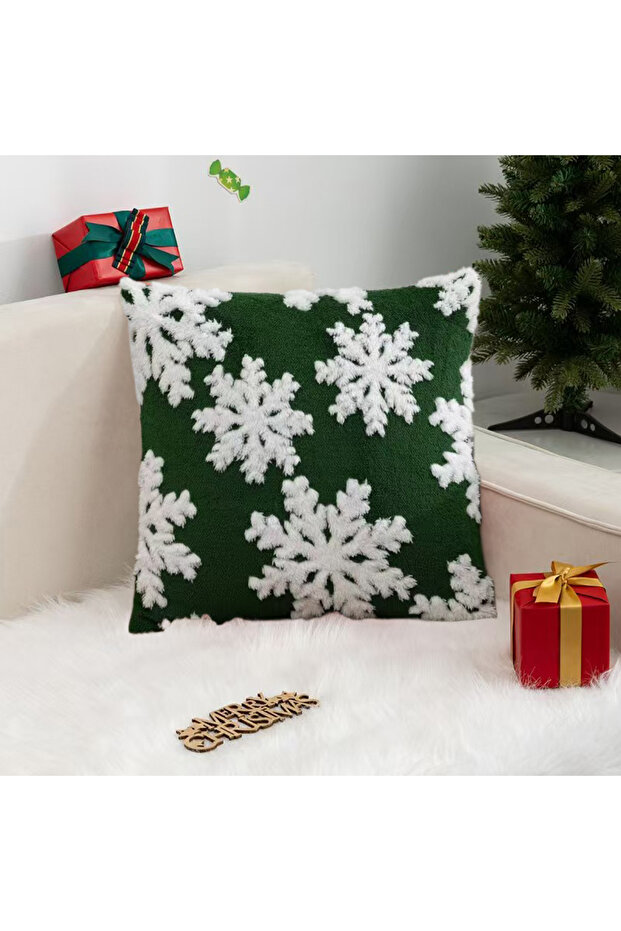 45x45cm style1 1pc 3D plush snowflake Pillow Covers, plush Christmas snowflake pillowcase, suitable