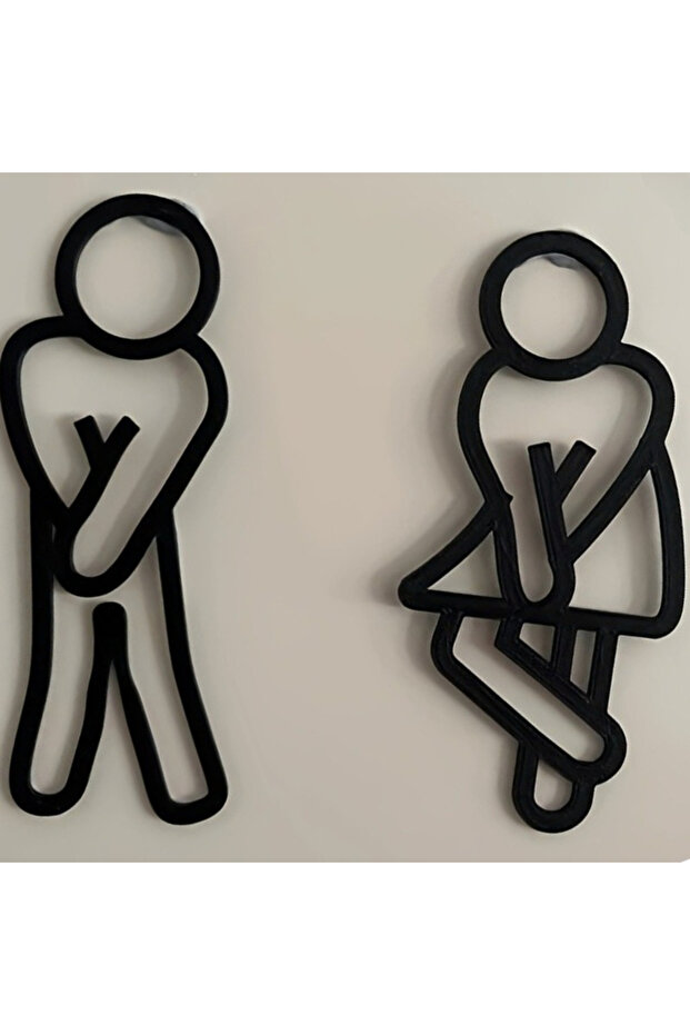 2pcs Funny Bathroom Signs for Men Women Creative 2D Flat Restroom Door Decor Restaurant Hotel Cafe T
