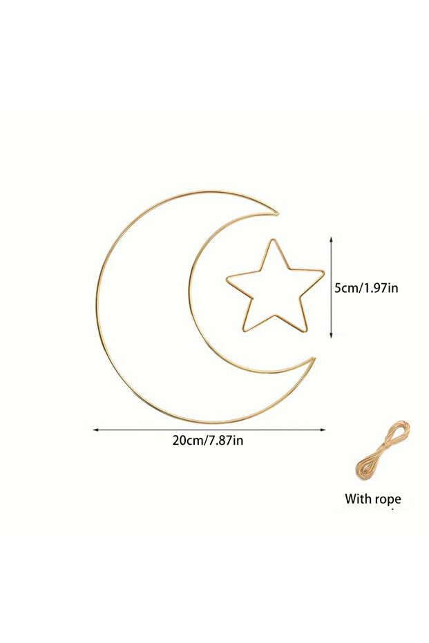 Gold Golden Moon Star Set DIY Wall Decoration Metal Iron Wall Room Window Frame Decoration