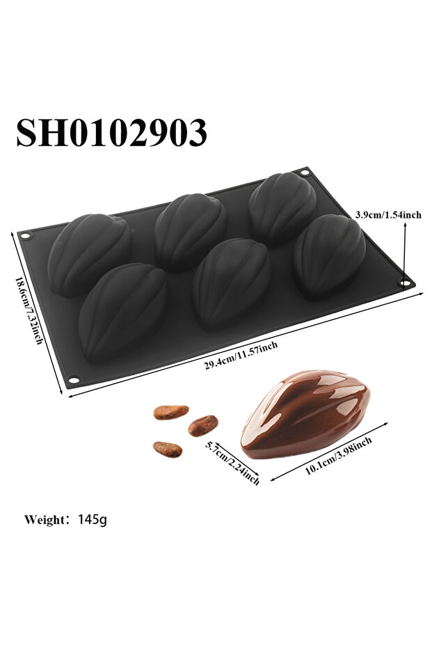SH0102903 6 Cavity Olive Mousse Cake Silicone Mold Coffee Bean Chocolate Dessert Mold French Pastry