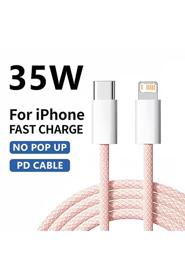 كابل USB-C PD وردي مضفر بطول 1 متر، يدعم الشحن السريع ونقل البيانات، متوافق مع أجهزة iPhone 13 و14 Pro Max و11 و12 Mini وX وXR وXS Max