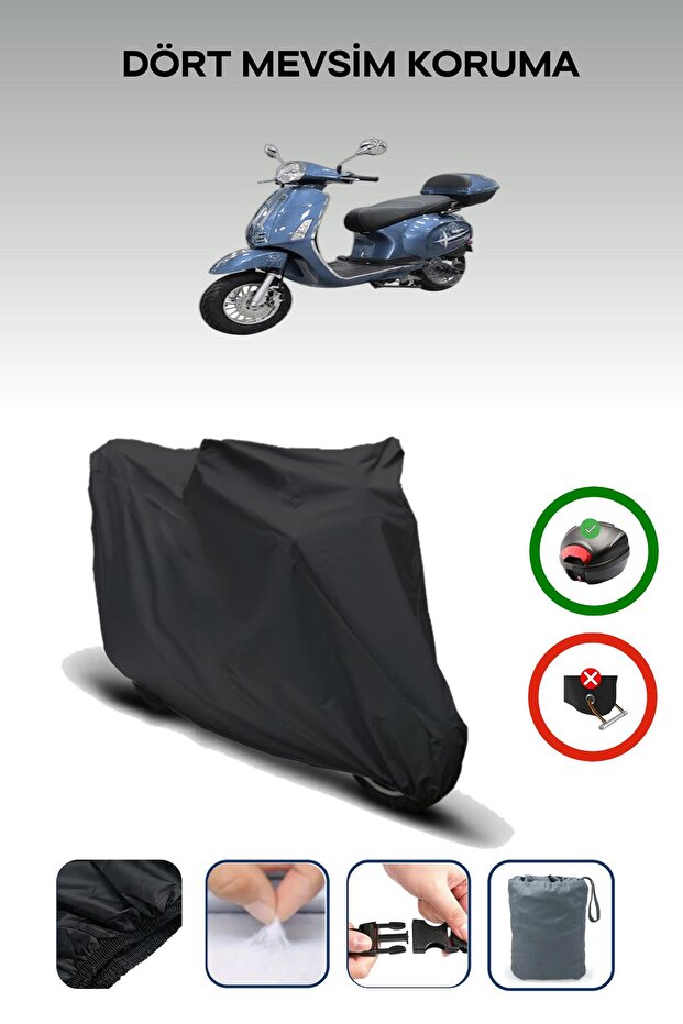 Black Rear Bag Compatible King Motor Rana Compatible Motorcycle Tarpaulin Motor Cover
