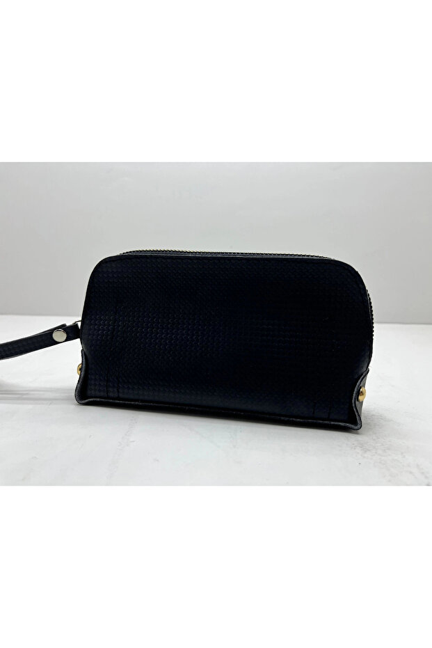 Leather Fabric Black Color 17X10 cm Jewelry-Makeup Zipper Bag