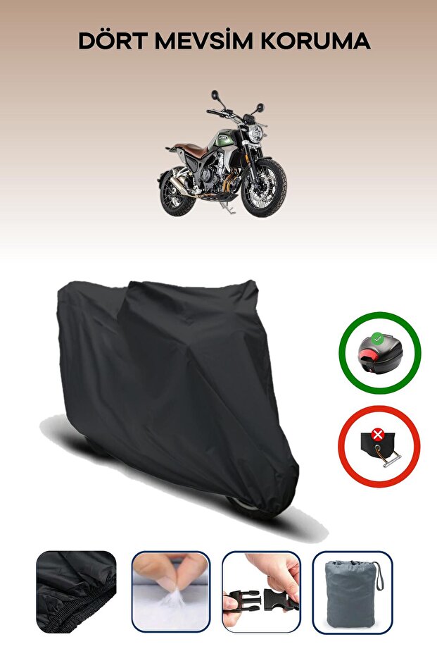 Black Rear Bag Compatible Jawa Rvm 500 Scrambler Compatible Motorcycle Canvas Motor Cover