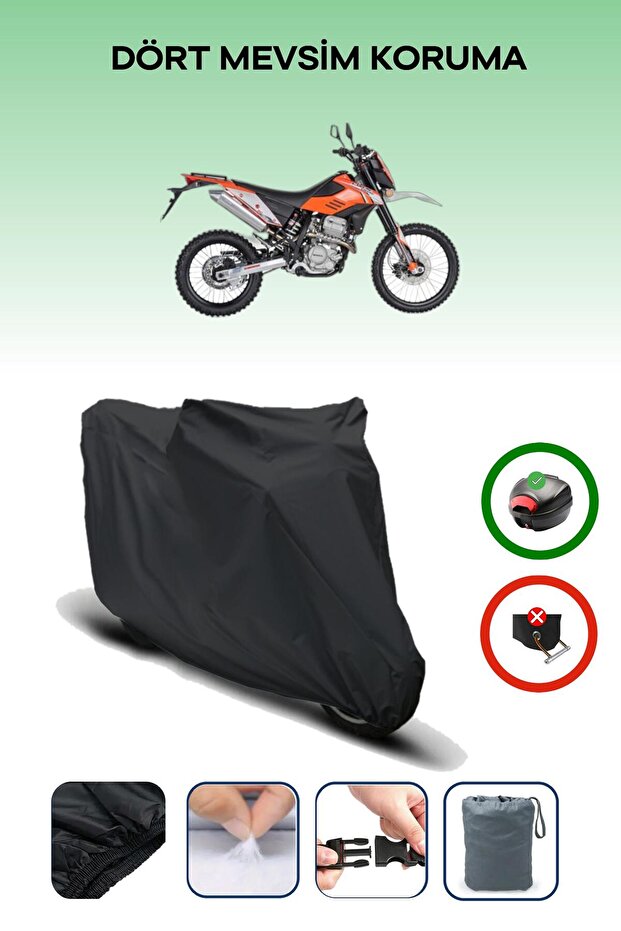 Black Rear Bag Compatible Mondial X-Treme Enduro Compatible Motorcycle Canvas Motor Cover