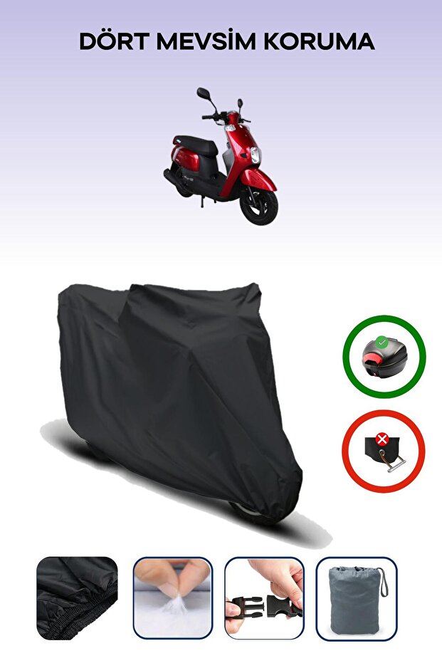 Black Rear Bag Compatible Altai Uma 50 Compatible Motorcycle Tarpaulin Motor Cover