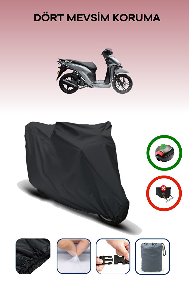 Black Rear Bag Compatible Yuki Duty 125 Compatible Motorcycle Tarpaulin Motor Cover