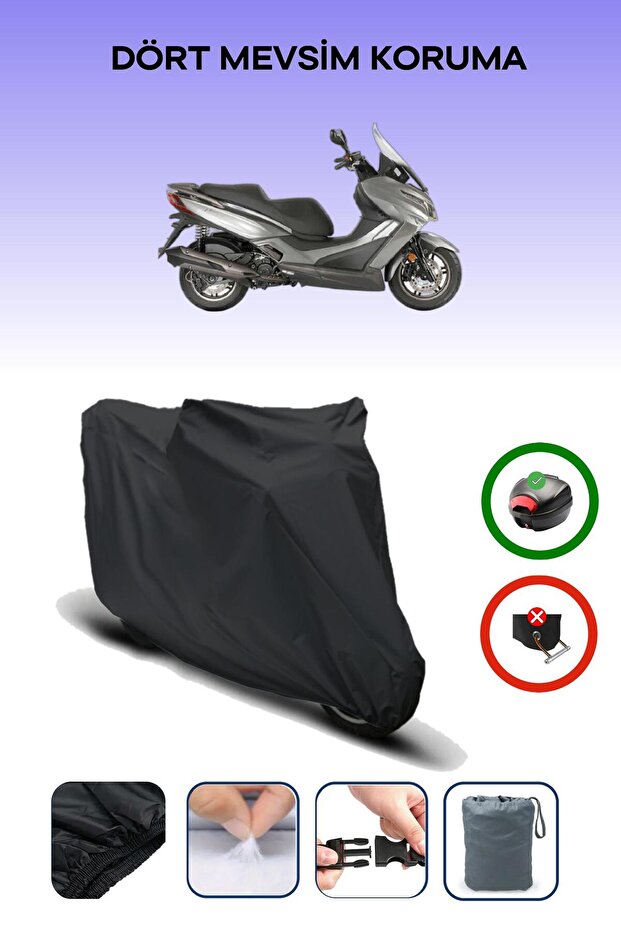 Black Rear Bag Compatible Kymco Xtown 125I Compatible Motorcycle Tarpaulin Engine Cover