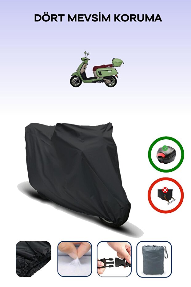 Black Rear Bag Compatible Altai Ristretto 125 Compatible Motorcycle Tarpaulin Motor Cover