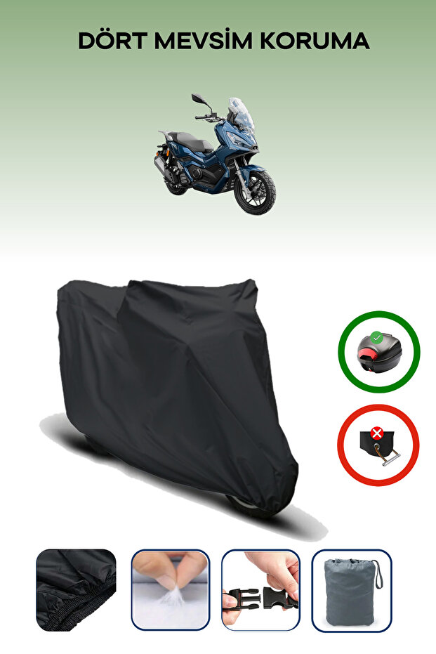 Black Rear Bag Compatible Yuki Xway 125 Compatible Motorcycle Canvas Motor Cover