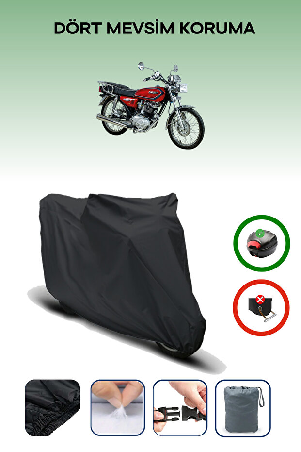 Black Rear Bag Compatible Kuba Cheetah 180R Compatible Motorcycle Tarpaulin Motor Cover