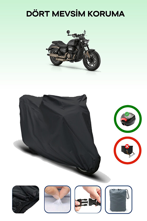 حقيبة خلفية سوداء متوافقة مع RKS SRV250 VS غطاء محرك دراجة نارية متوافق