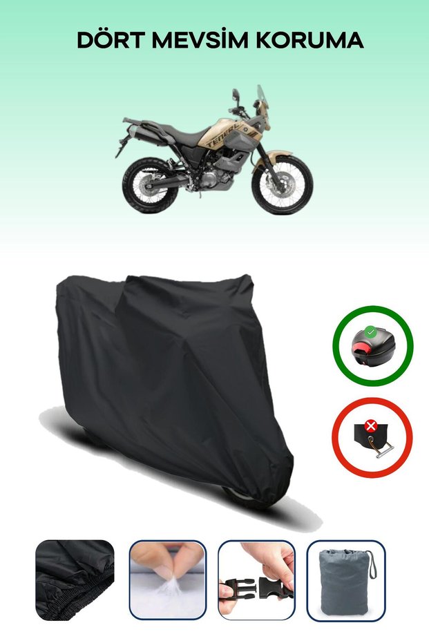 Black Rear Bag Compatible Yamaha Xtz 660Z Tenere Compatible Motorcycle Tarpaulin Motor Cover