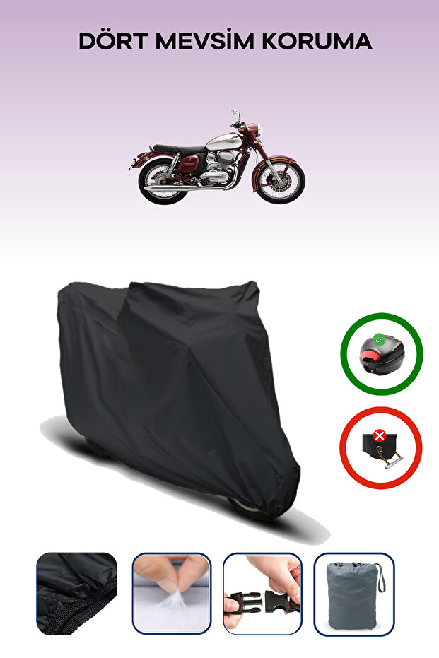 Black Rear Bag Compatible Jawa 300 Cl Compatible Motorcycle Canvas Motor Cover