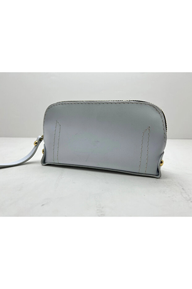 Leather Fabric White Color 17X10 cm Jewelry-Makeup Zipper Bag