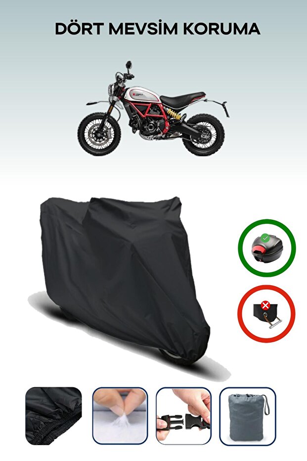 Black Rear Bag Compatible with Ducati Scrambler Desert Sled Compatible Motorcycle Canvas Motor Cover