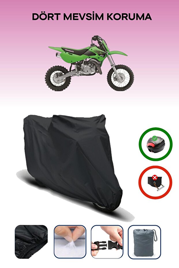 Black Rear Bag Compatible Kawasaki Kx 65 Compatible Motorcycle Canvas Motor Cover