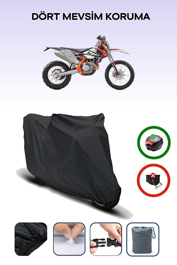 Black Ktm 450 Exc-F Six Days Motorcycle Tarpaulin Rear Bag Not Compatible