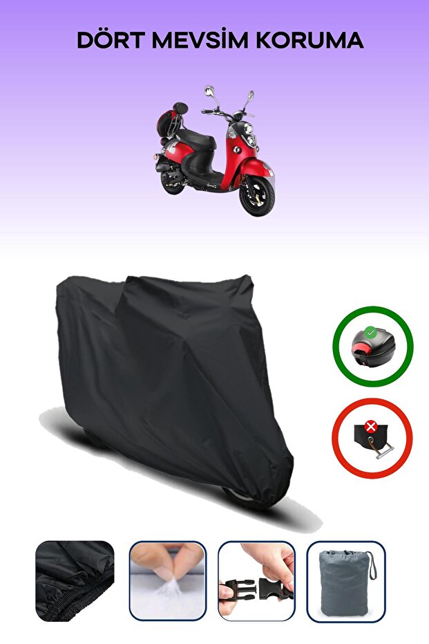 Black Rear Bag Compatible Kuba Trendy 50 Compatible Motorcycle Tarpaulin Motor Cover