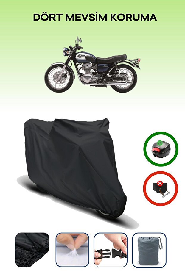 Black Rear Bag Compatible Kawasaki W 800 Compatible Motorcycle Tarpaulin Motor Cover