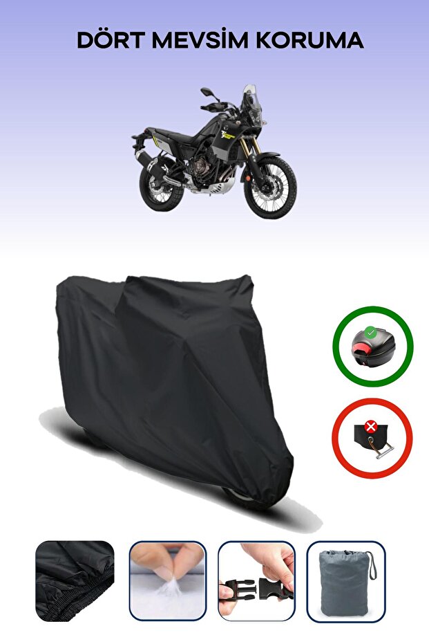 Black Yamaha Tenere 700 Motorcycle Tarpaulin Rear Bag Compatible