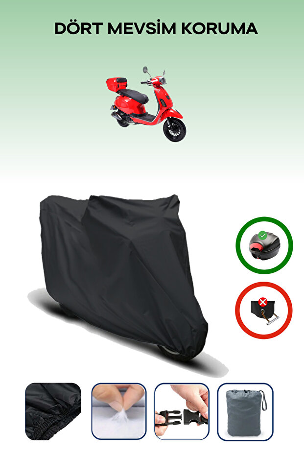 Black Rear Bag Compatible Rks Azure 50 Compatible Motorcycle Tarpaulin Motor Cover