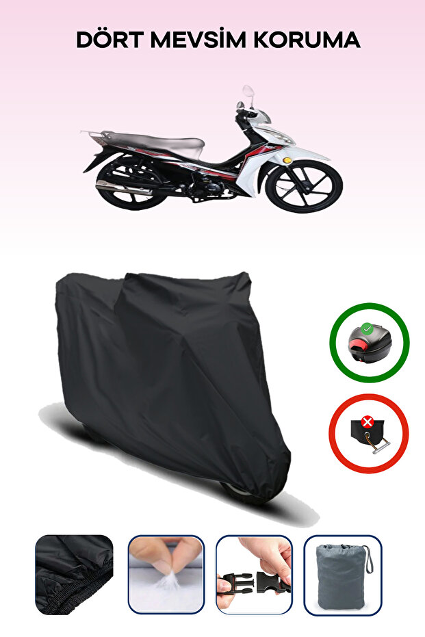 Black Rear Bag Compatible Rks Next 50 Compatible Motorcycle Tarpaulin Motor Cover