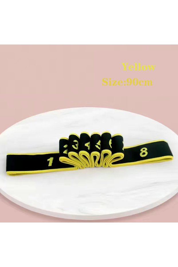 Yellow Fitness Exercise Women Man Latin Dance Elastic Stretch Belt Exercise Pull Strap Sports Yoga R