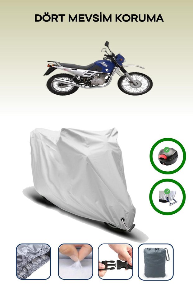 Gray Rear Bag and Lock Compatible Jawa 125 Sport Compatible Motorcycle Tarpaulin