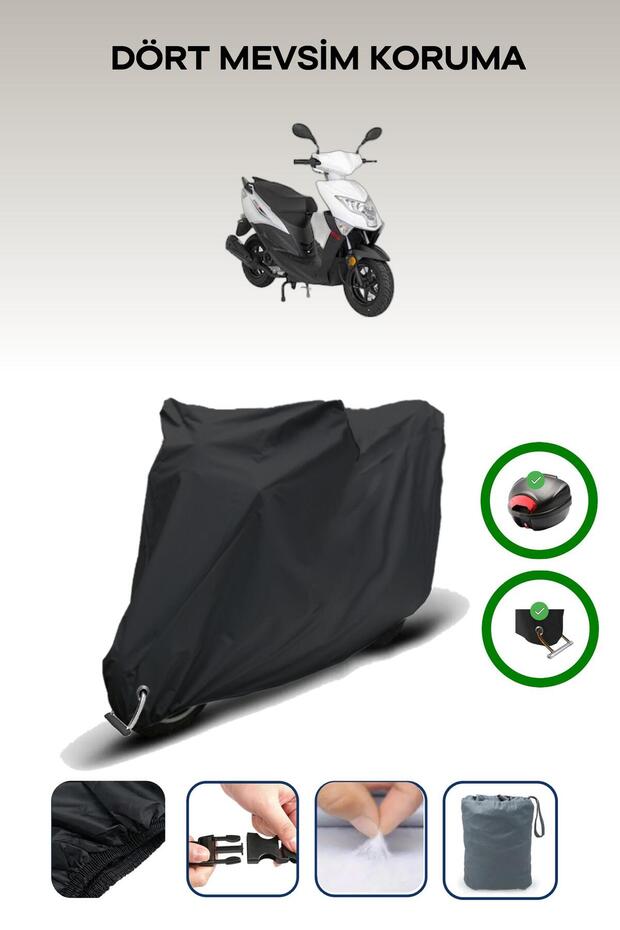 Black Rear Bag and Lock Compatible Mondial 50 Eagle Compatible Motor Tarpaulin