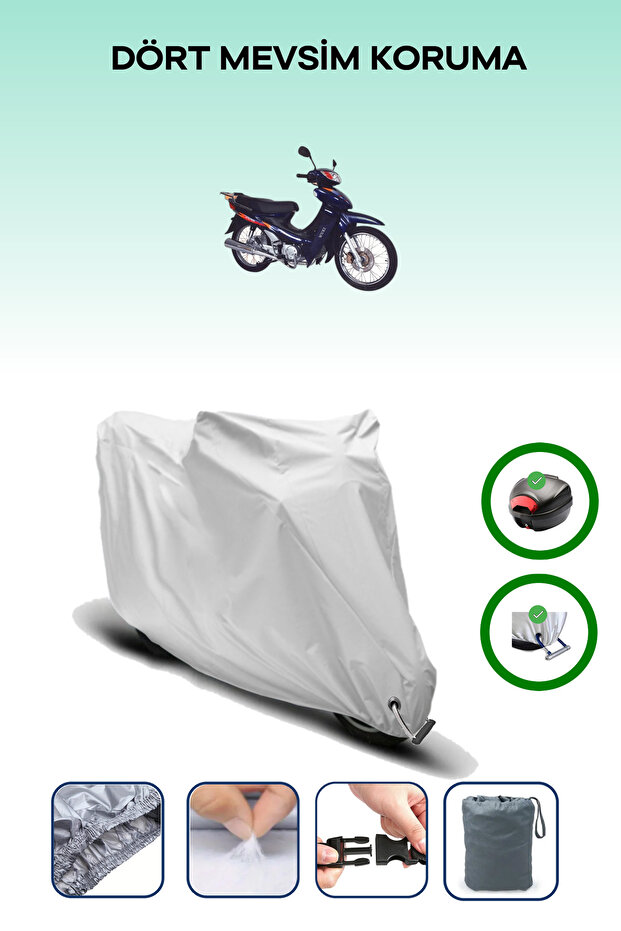 Gray Rear Bag and Lock Compatible Mondial 110 Kf Compatible Engine Tarpaulin