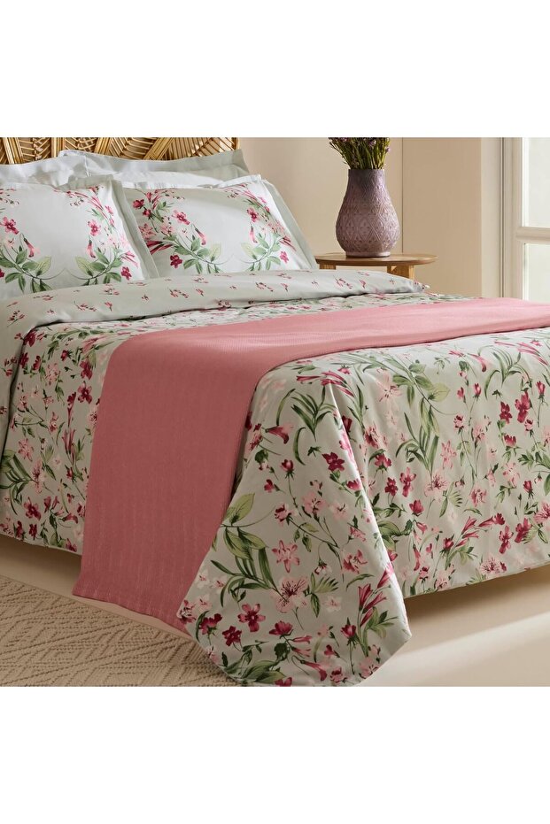 Madison 100% Cotton Double-Size Duvet Cover Set, Pink