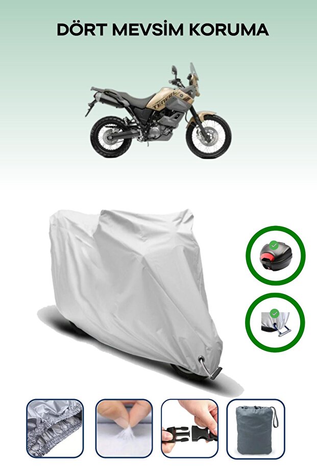 Gray Rear Bag and Lock Compatible Yamaha Xtz 660Z Tenere Compatible Motorcycle Tarpaulin