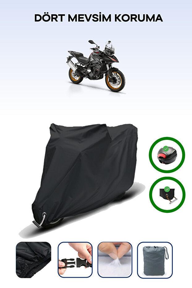 Black Rear Bag and Lock Compatible Rks Srt800Sx Compatible Motor Tarpaulin