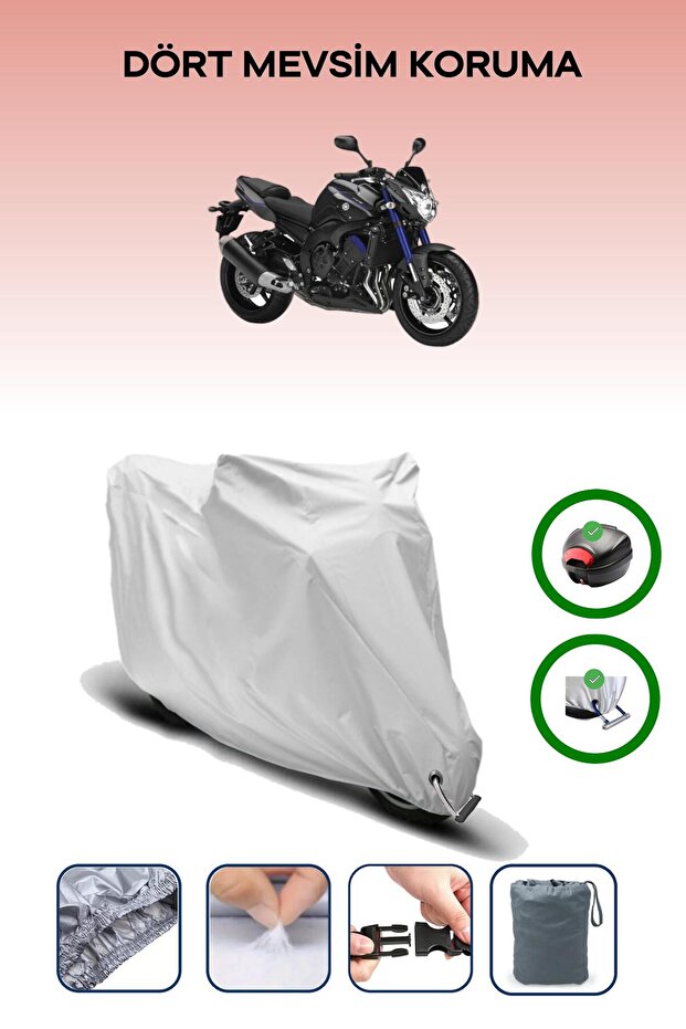 Gray Tail Bag and Lock Compatible Yamaha Fz8 Abs Compatible Motorcycle Tarpaulin