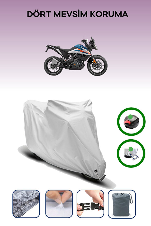 Gray Rear Bag and Lock Compatible Ktm 250 Adventure Compatible Motorcycle Tarpaulin