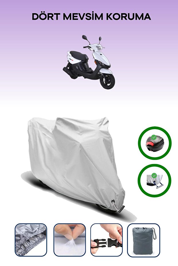 Gray Rear Bag and Lock Compatible Rks Rico Compatible Motorcycle Tarpaulin
