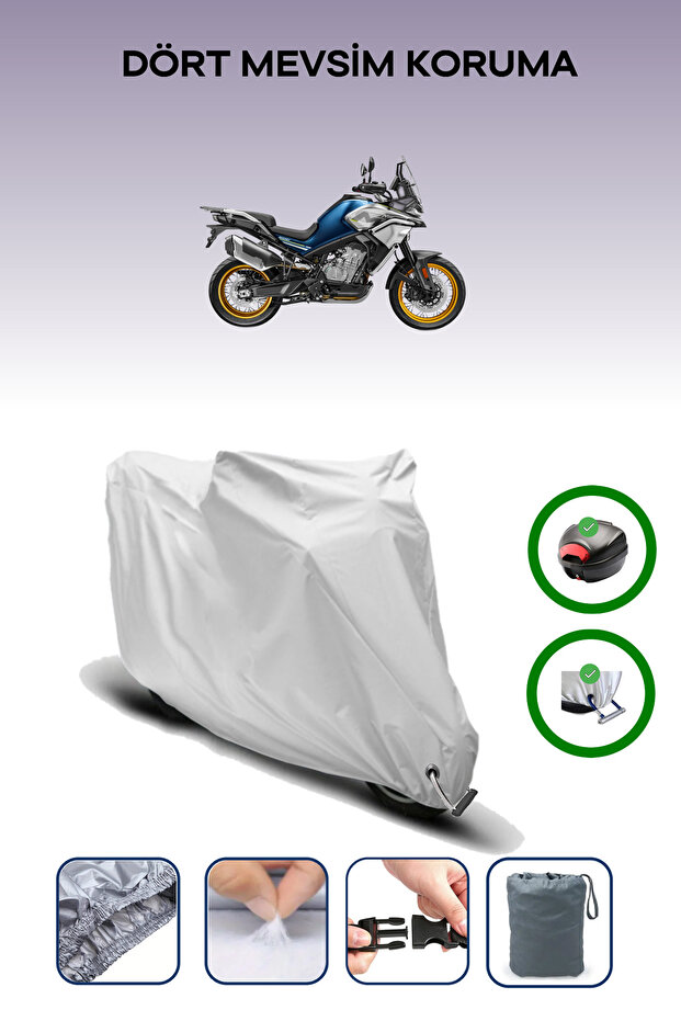 Gray Tail Bag and Lock Compatible Cfmoto 800Mt Touring Compatible Motorcycle Tarpaulin