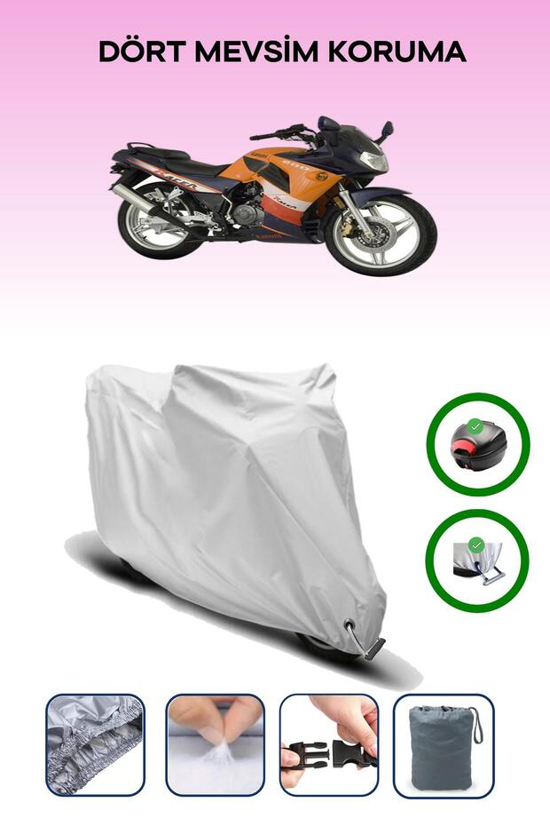 Gray Rear Bag and Lock Compatible Kanuni Racer 200 S Compatible Motorcycle Cover