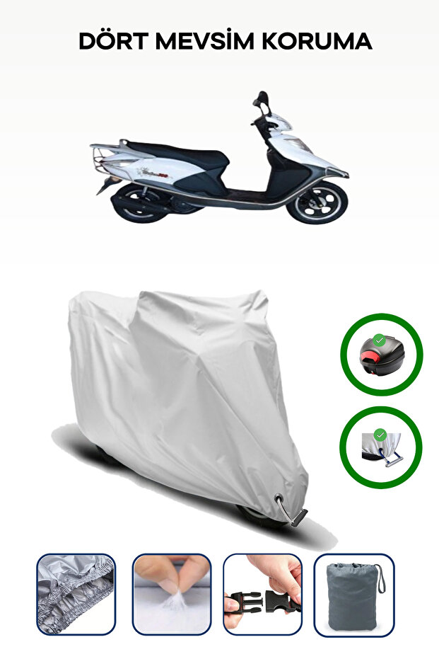 Gray Rear Bag and Lock Compatible Kuba Raden 125 Compatible Motorcycle Cover